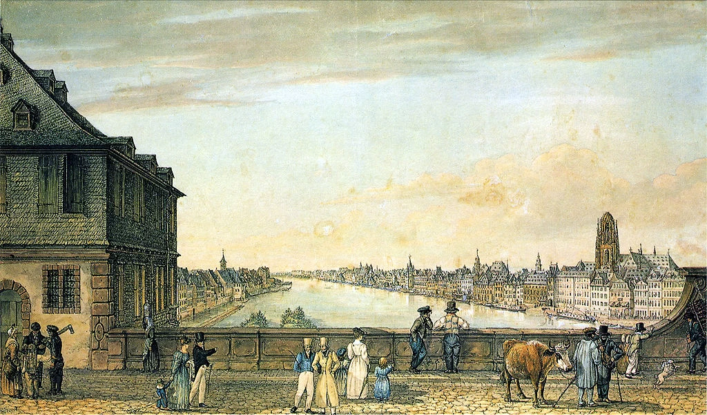 Prospetto di Francoforte visto dalla nuova Brueckenmuehle - 1828